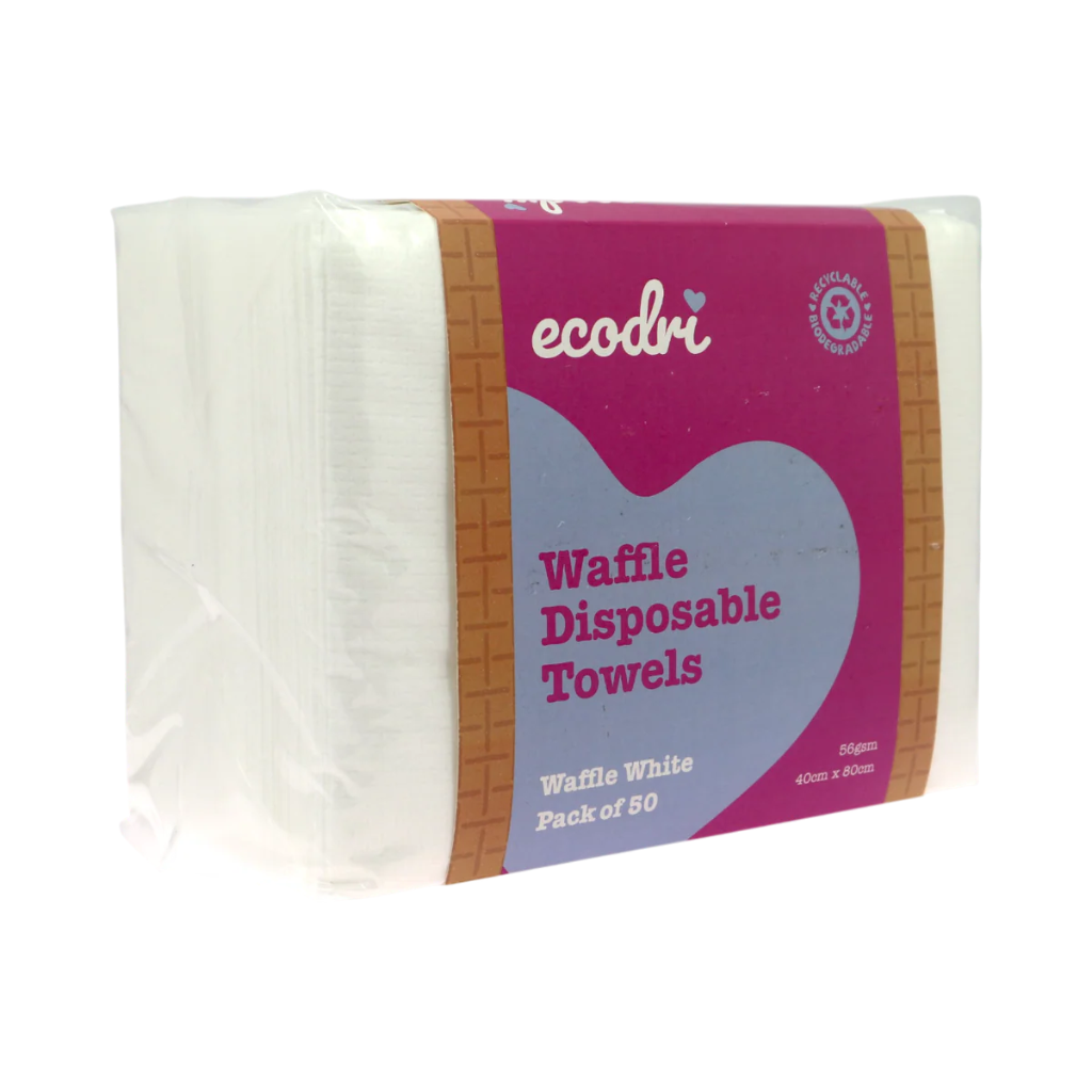 EcoDri Waffle Disposable Towels 50 Pack 40cm x 80cm White