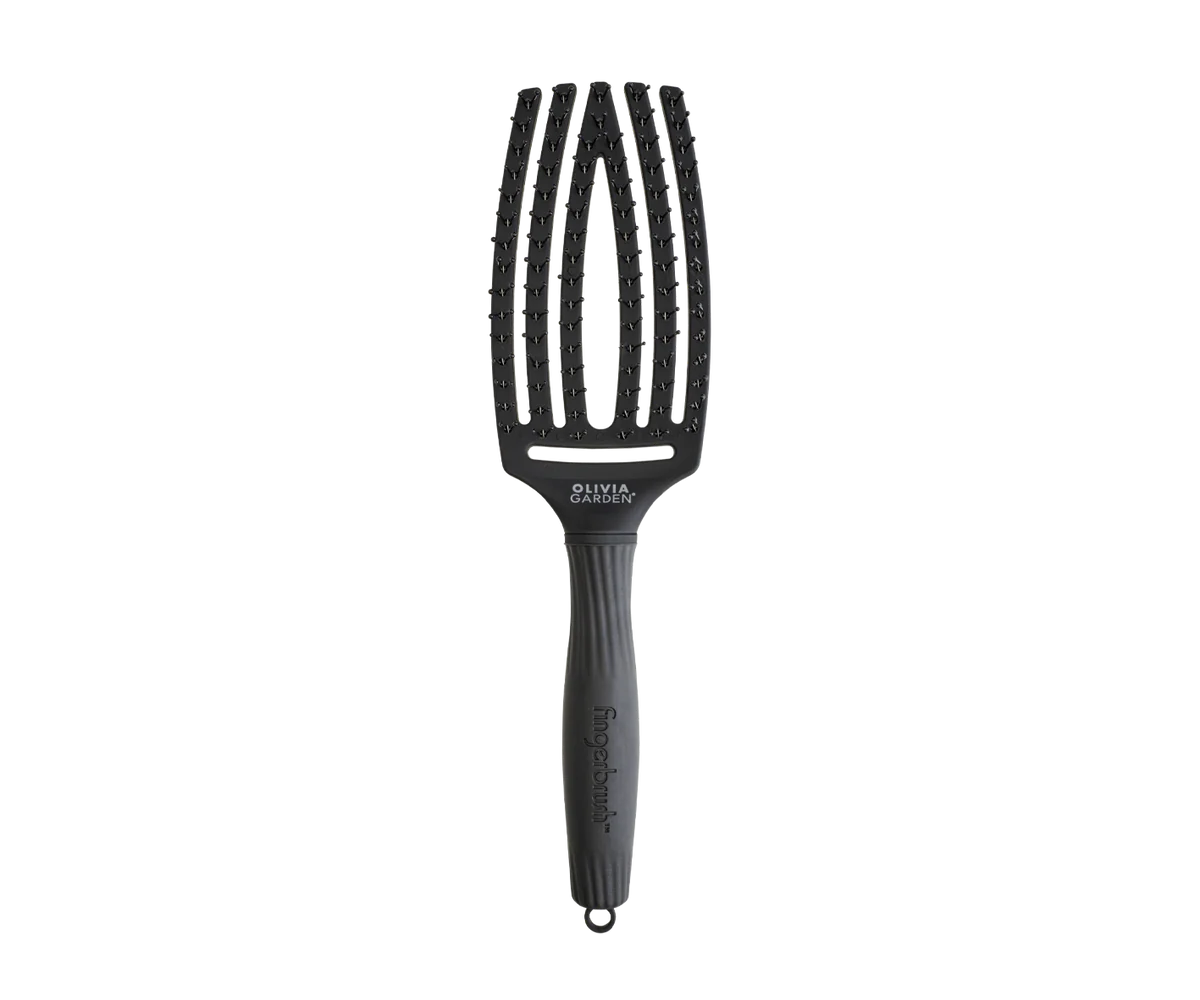 Olivia Garden Fingerbrush Care Iconic Double Bristles Black Medium
