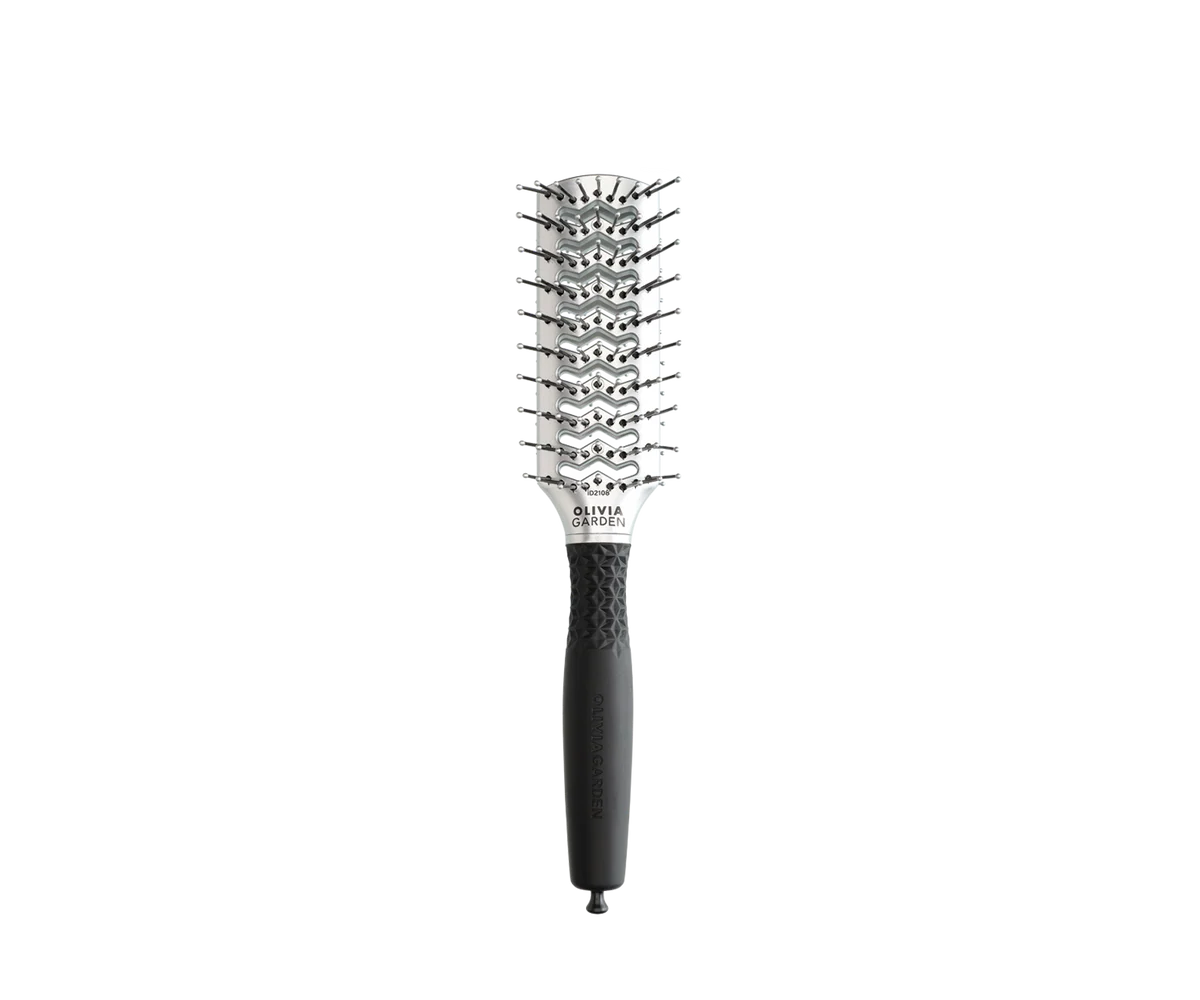 Olivia Garden Essential Style Double Tunnel Nylon Bristle Silver