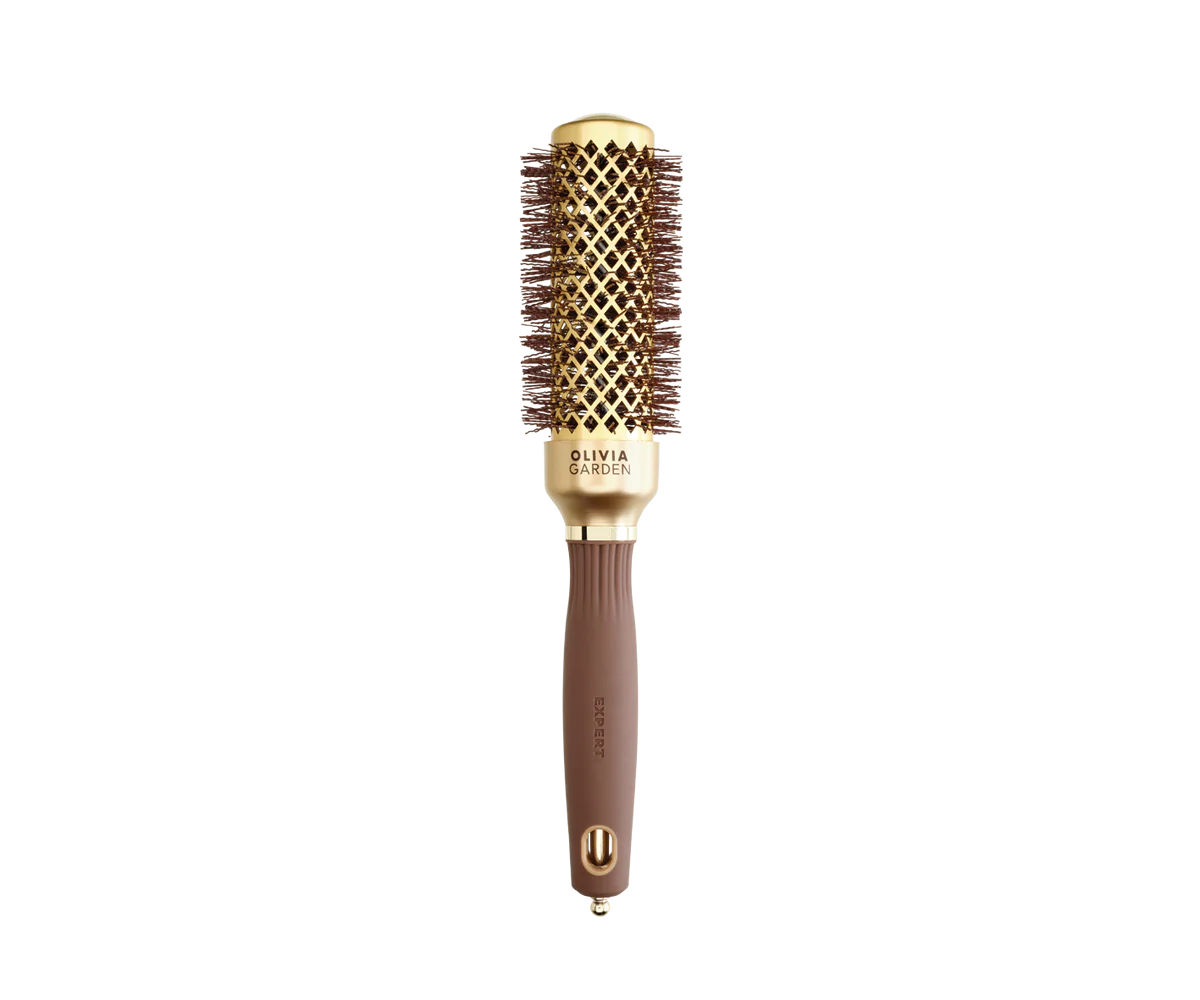 Olivia Garden Expert Blowout Shine Wavy Bristles Gold & Brown 35mm
