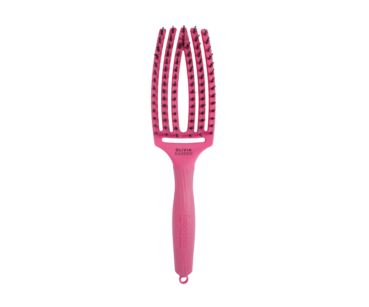 Olivia Garden Fingerbrush Care Iconic Boar & Nylon Hot Pink Medium