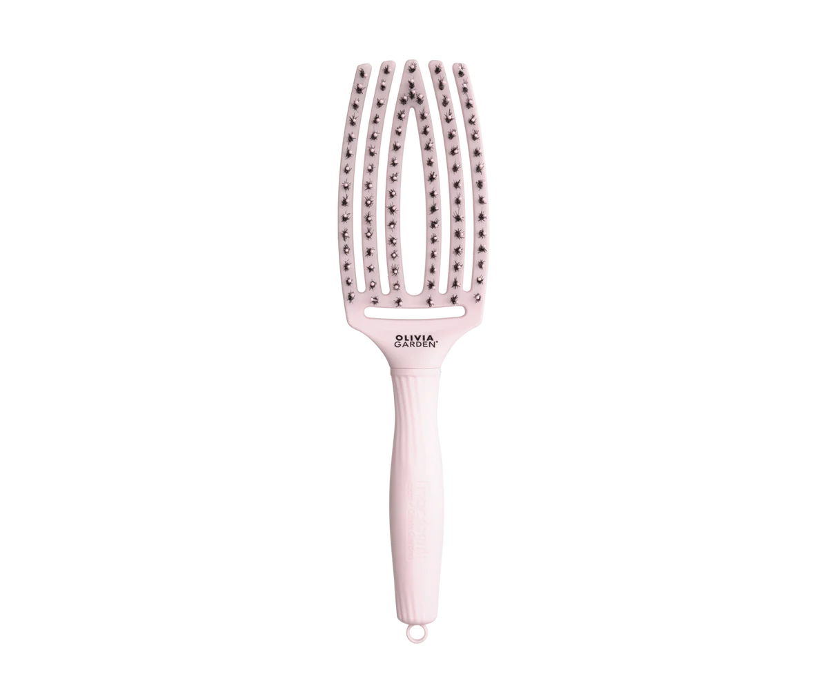 Olivia Garden Fingerbrush Care Iconic Boar & Nylon Pastel Pink Medium