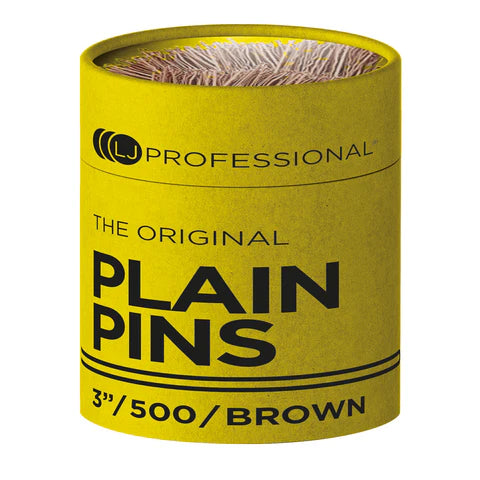 LJ Professional 3 Inch Plain Pins Brown x500