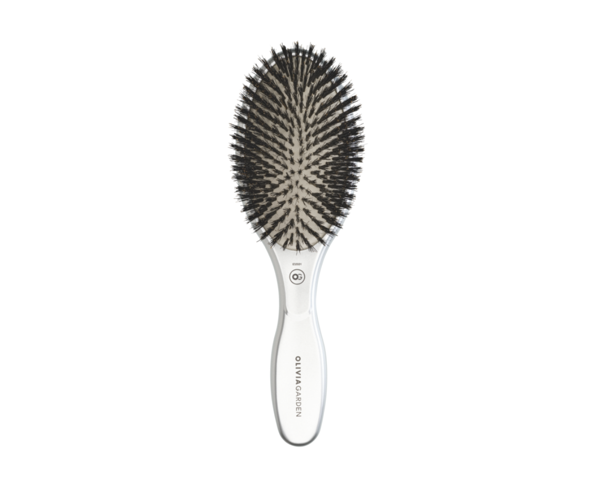 Olivia Garden Expert Care Oval Boar Bristle Silver