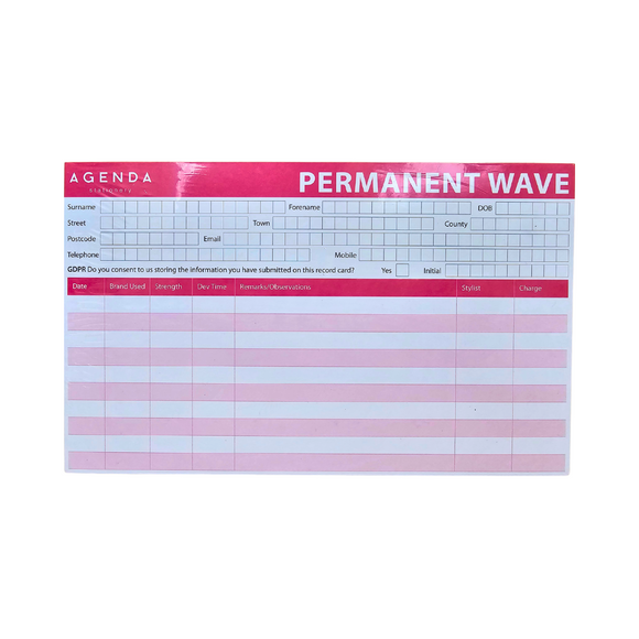 Agenda Tinting/Perming Record Cards